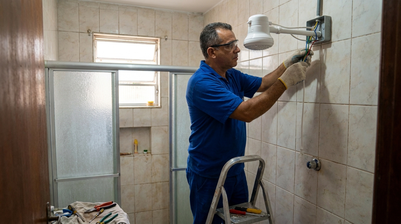 Substituição de Chuveiro Antigo em Porto Alegre‑RS